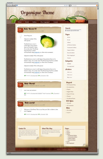 Screenshot of Organique Natural WordPress Theme